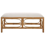 Uttermost Laguna White Fabric Rattan Bench - Home Elegance USA