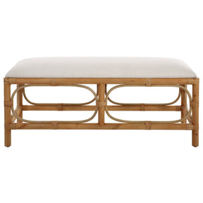 Uttermost Laguna White Fabric Rattan Bench - Home Elegance USA