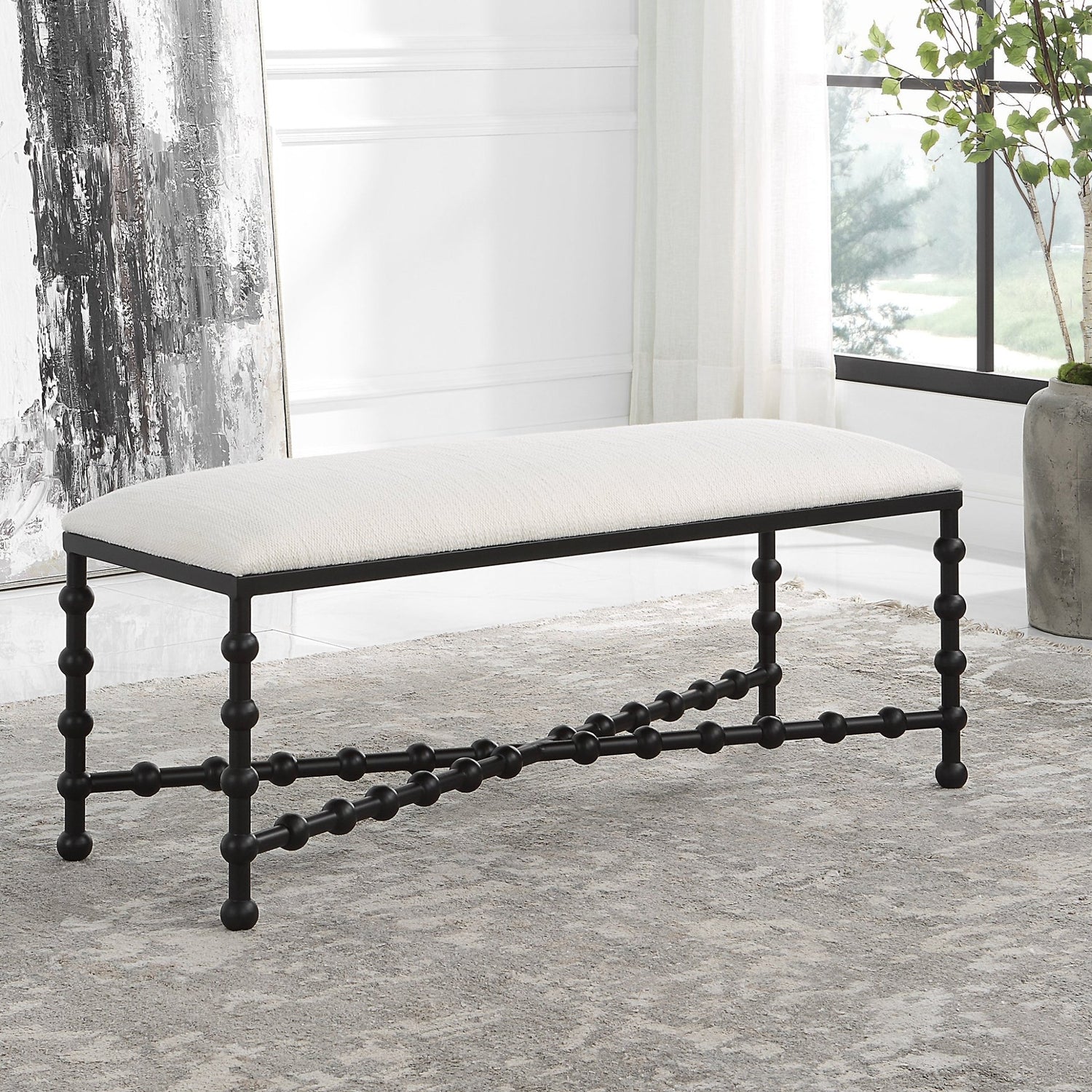 Uttermost Iron Drops Cushioned Bench - Home Elegance USA
