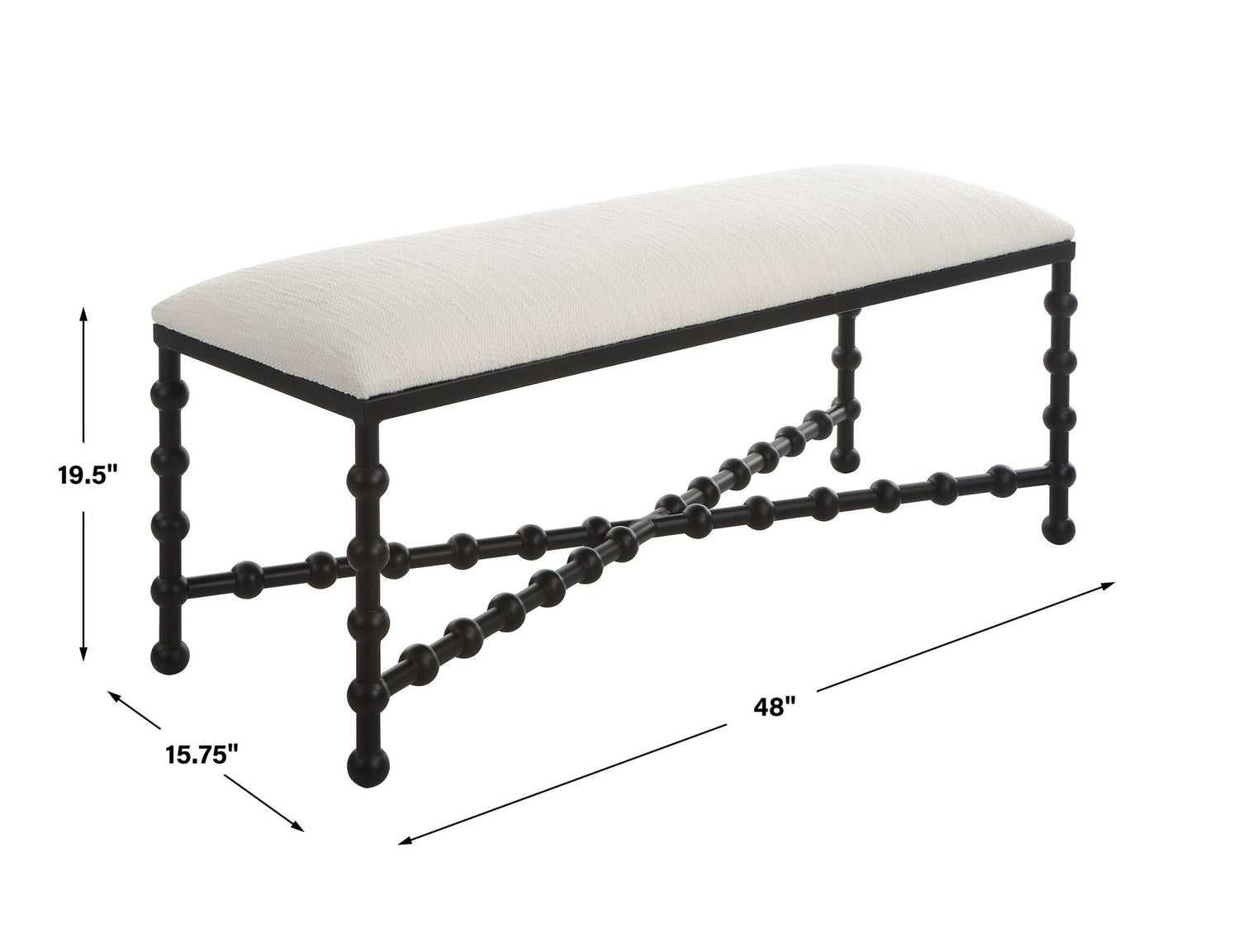 Uttermost Iron Drops Cushioned Bench - Home Elegance USA