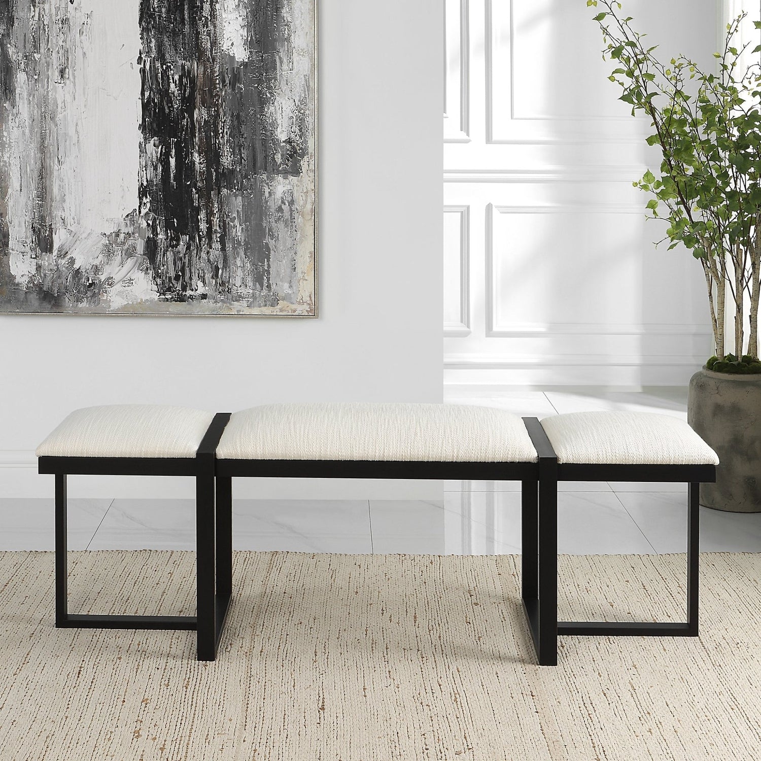 Uttermost Triple Cloud Modern Upholstered Bench - Home Elegance USA