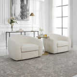 Capra Art Deco White Swivel Chair | Uttermost | Home Elegance USA