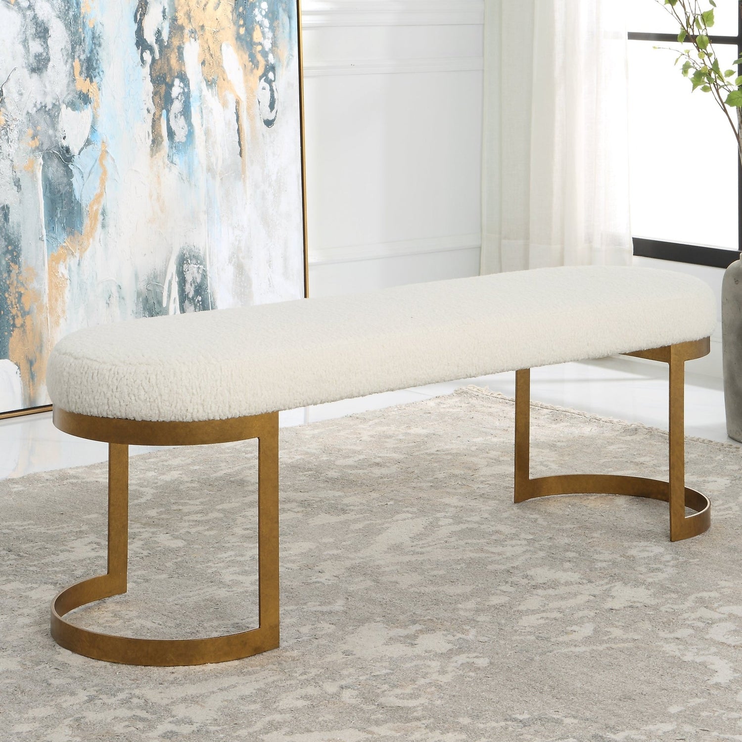 Uttermost Infinity Gold Bench - Home Elegance USA
