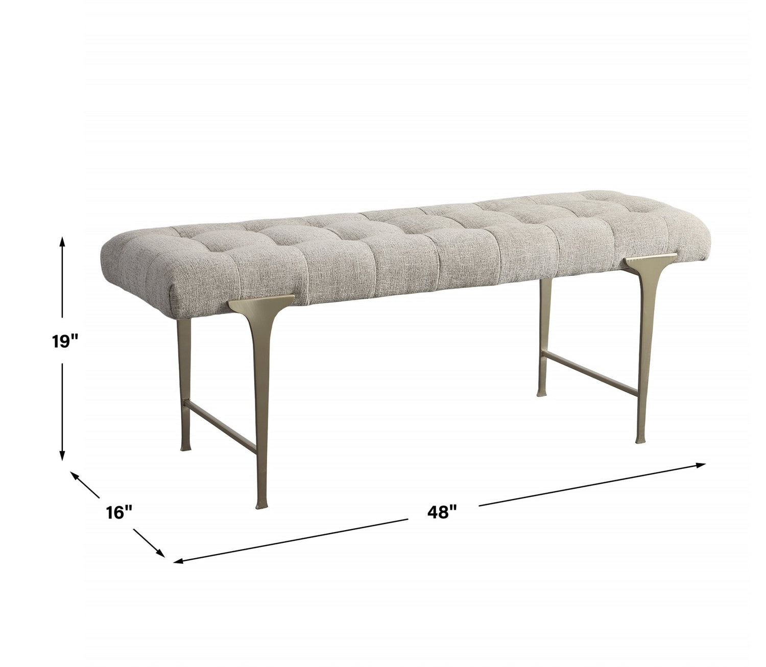 Uttermost Imperial Upholstered Gray Bench - Home Elegance USA