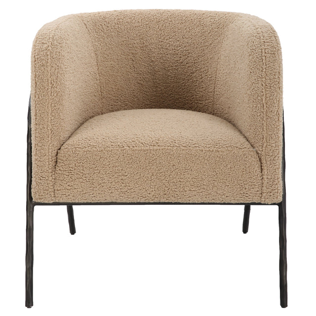Uttermost Jacobsen Tan Shearling Barrel Chair - Home Elegance USA