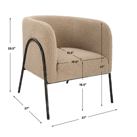 Uttermost Jacobsen Tan Shearling Barrel Chair - Home Elegance USA