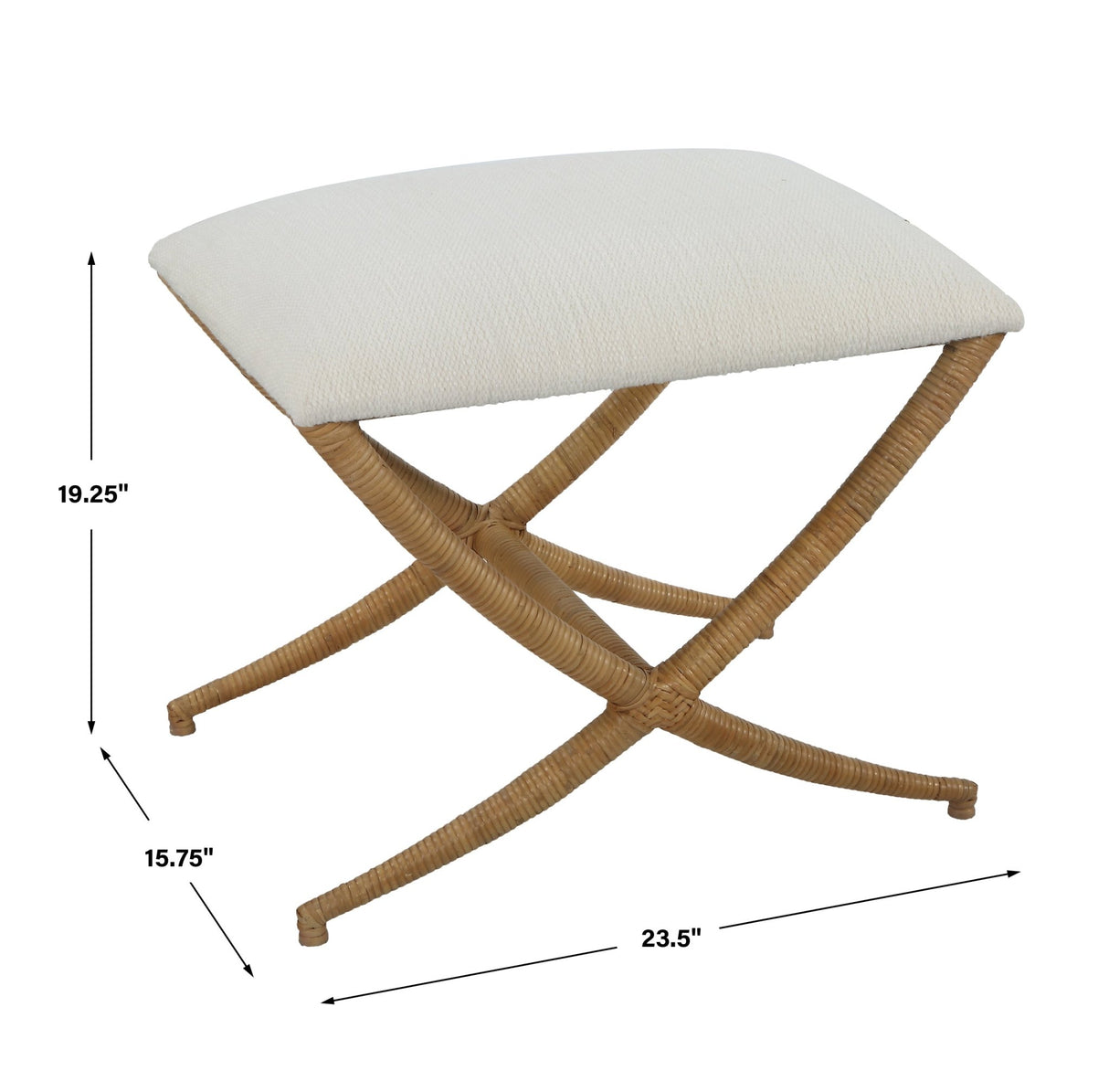 Uttermost Expedition White Fabric Small Bench - Home Elegance USA
