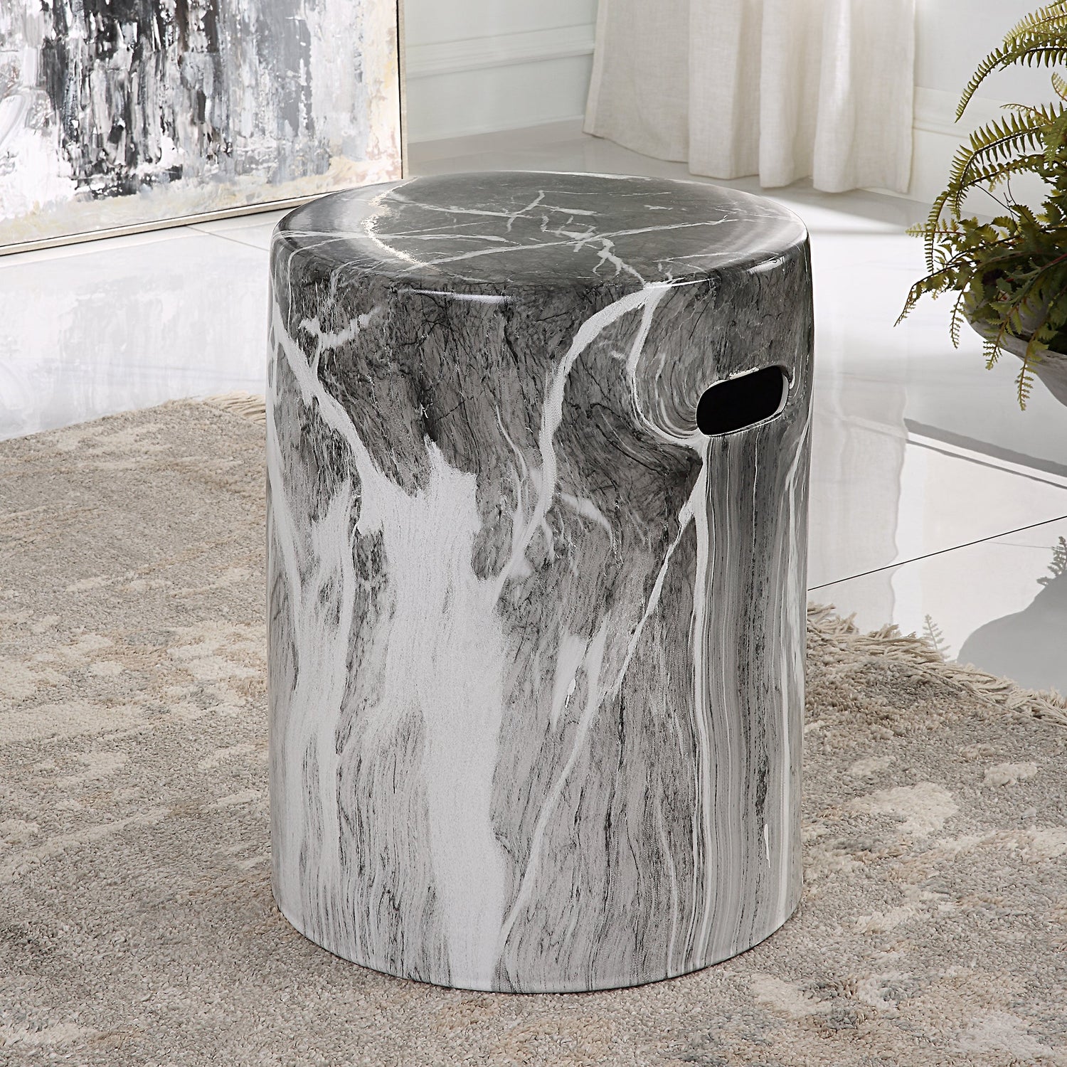Uttermost Marvel Marbled Garden Stool - Home Elegance USA