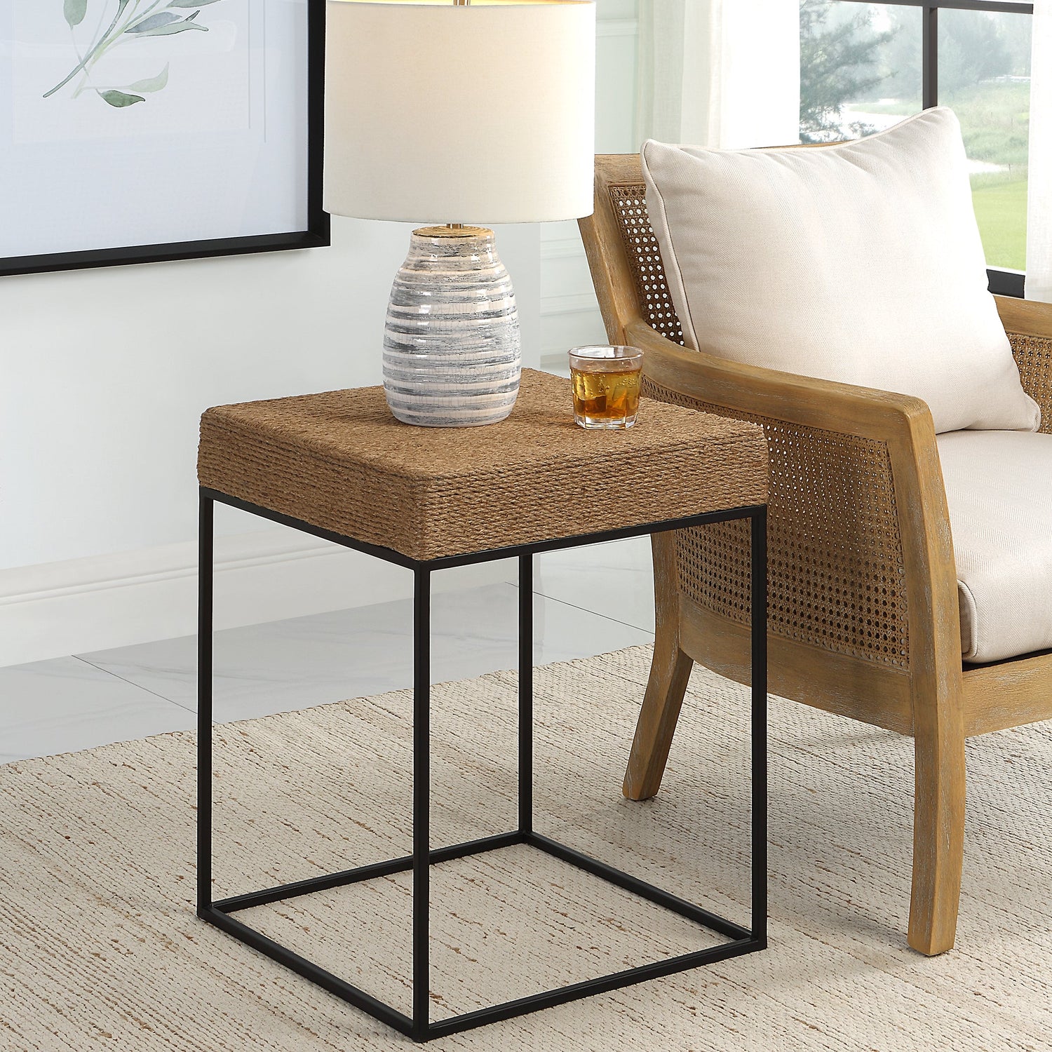 Uttermost Laramie Rustic Rope Accent Table - Home Elegance USA