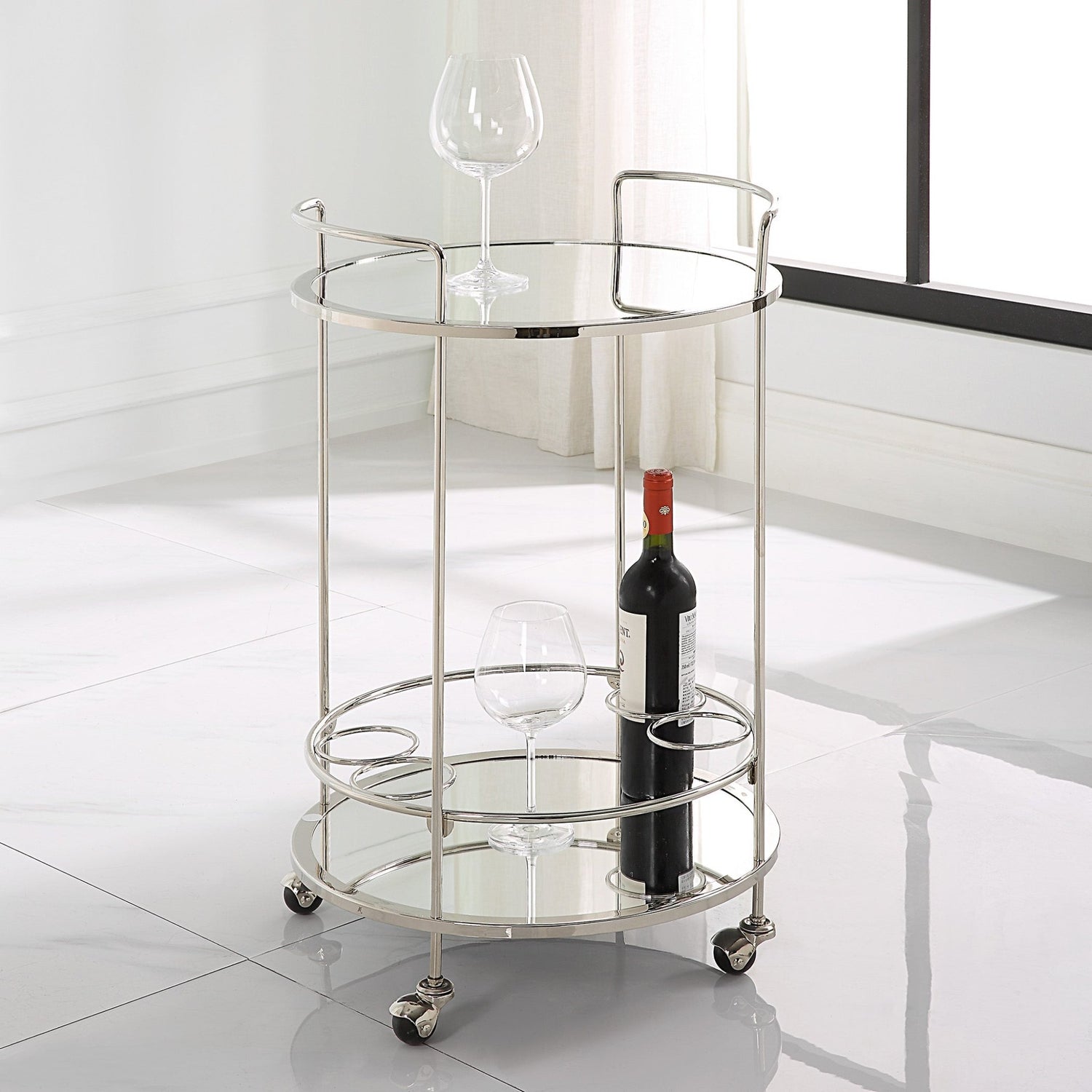 Uttermost Spritz Chrome Bar Cart - Home Elegance USA