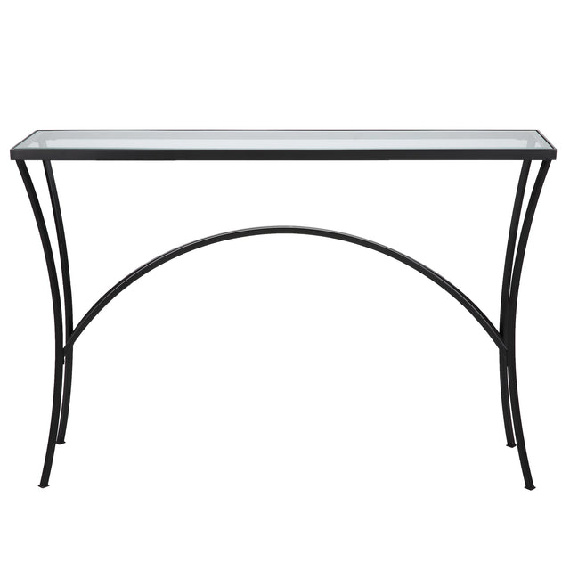 Alayna Black Metal & Glass Console Table | Uttermost | Home Elegance USA