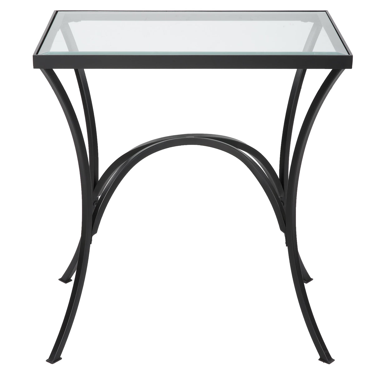 Uttermost Alayna Black Metal & Glass End Table - Home Elegance USA