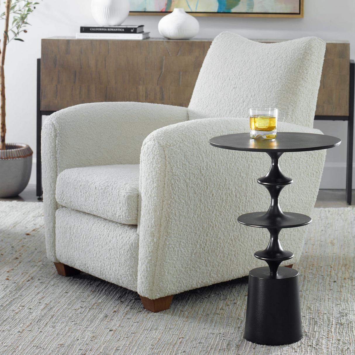 Uttermost Flight Textured Black Accent Table - Home Elegance USA