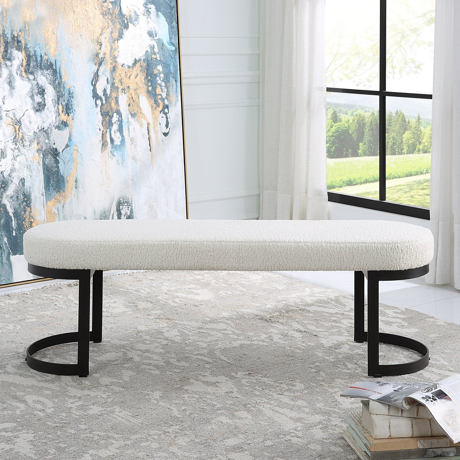 Uttermost Infinity Black Bench - Home Elegance USA