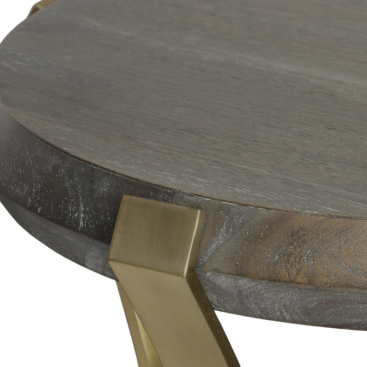 Uttermost Unite Brass Leg Wood Side Table - Home Elegance USA