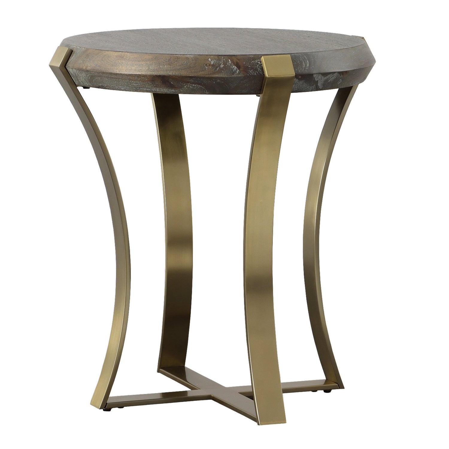 Uttermost Unite Brass Leg Wood Side Table - Home Elegance USA