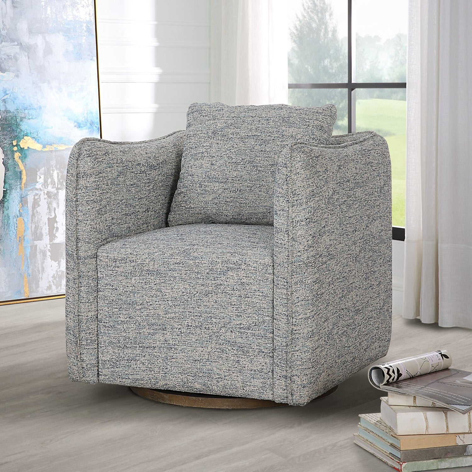 Uttermost Corben Blue Swivel Chair - Home Elegance USA