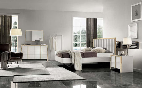 J&M Furniture - Fiocco 5 Piece Premium Queen Bedroom Set In White And Gold - 17454-Q-5Set