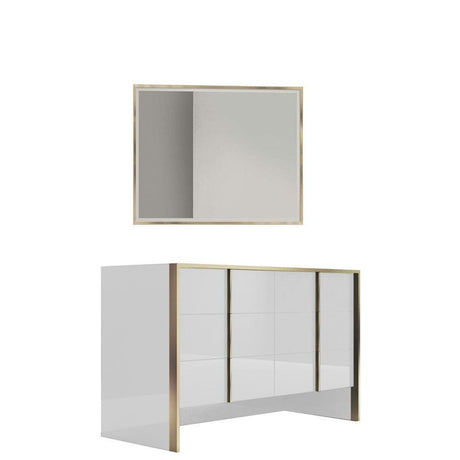 J&M Furniture - Fiocco Dresser With Mirror In White And Gold - 17454-Dm
