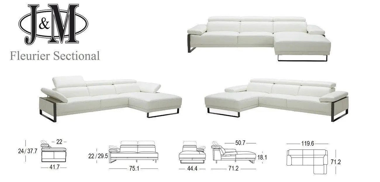 Fleurier Leather Sectional in White by J&M Furniture J&M Furniture