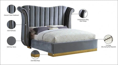 Flora Velvet Platform Bed by Meridian Furniture Meridian Furniture