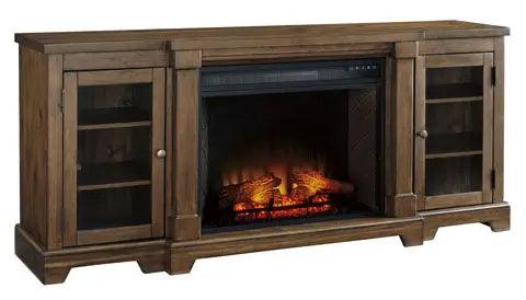 Flynnter TV stand with Electric Fireplace Furniture of America