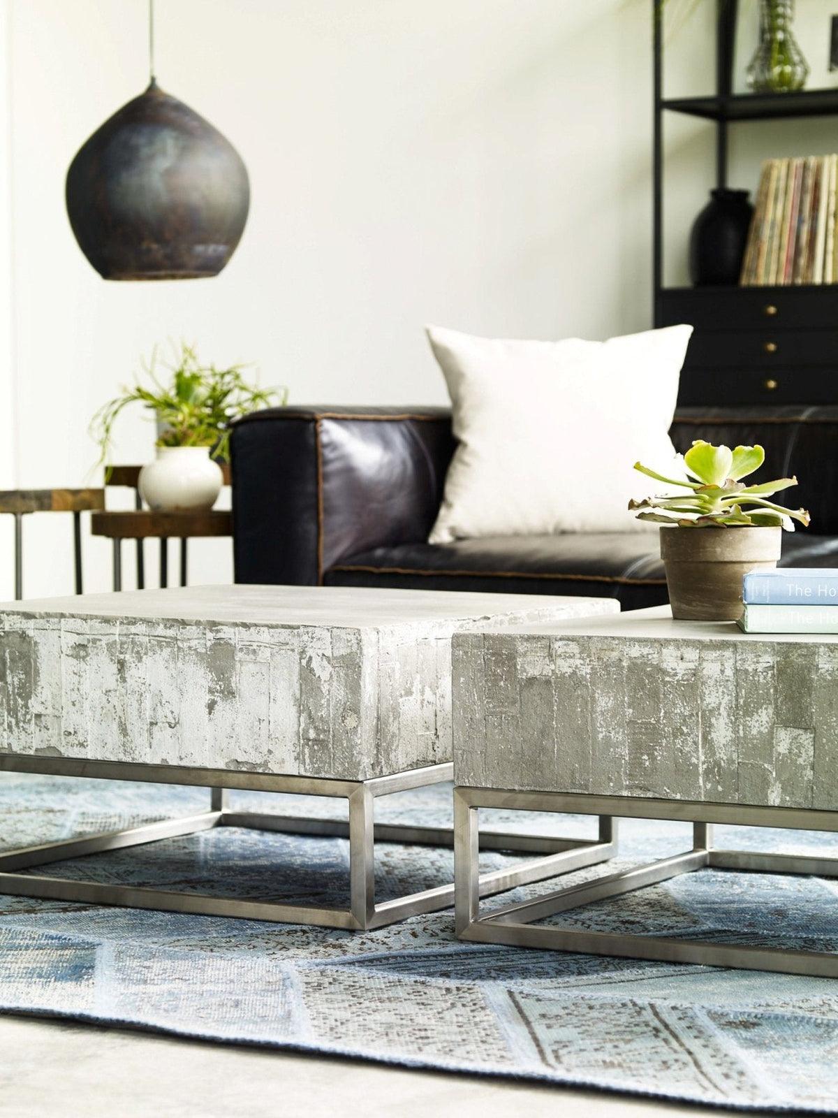 Four Hands Concrete And Chrome Coffee Table
