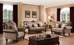 Giana Traditional Living Room Set In Cherry Wood Finish | Cosmos
