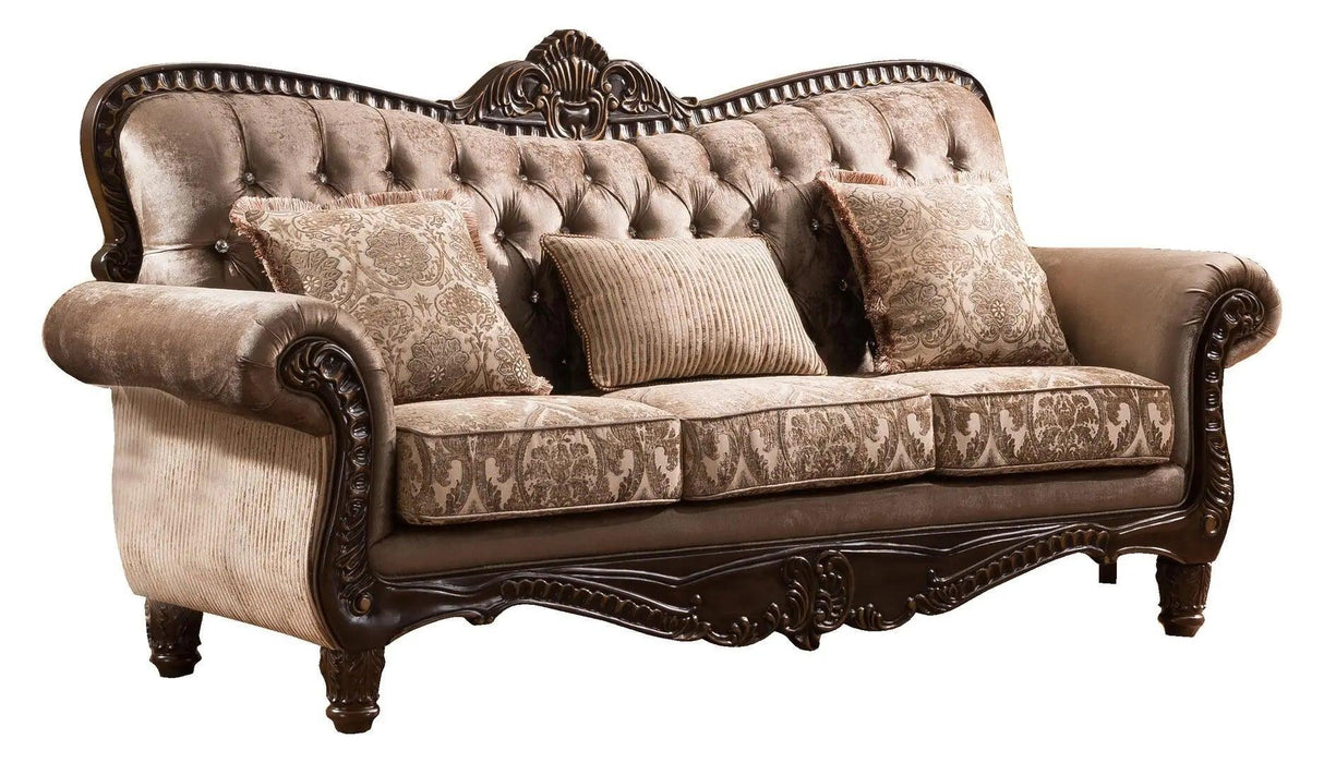Giana Traditional Sofa and Loveseat in Cherry Wood Finish by Cosmos Furniture Cosmos Furniture