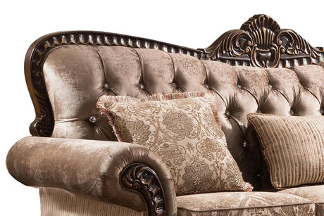 Giana Traditional Sofa and Loveseat in Cherry Wood Finish by Cosmos Furniture Cosmos Furniture