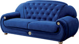 Giza Contemporary Sofa and Loveseat in Luxury Dark Blue Velour Color by ESF Furniture ESF Furniture