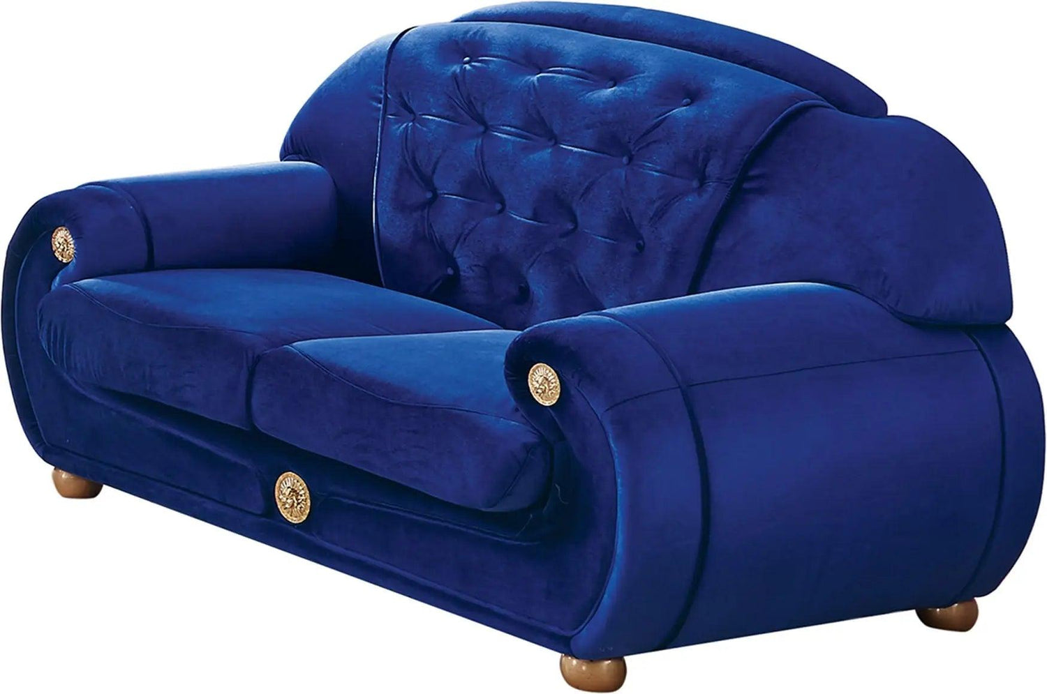 Giza Contemporary Sofa And Loveseat In Luxury Dark Blue Velour Color By Esf Furniture - ESF Furniture