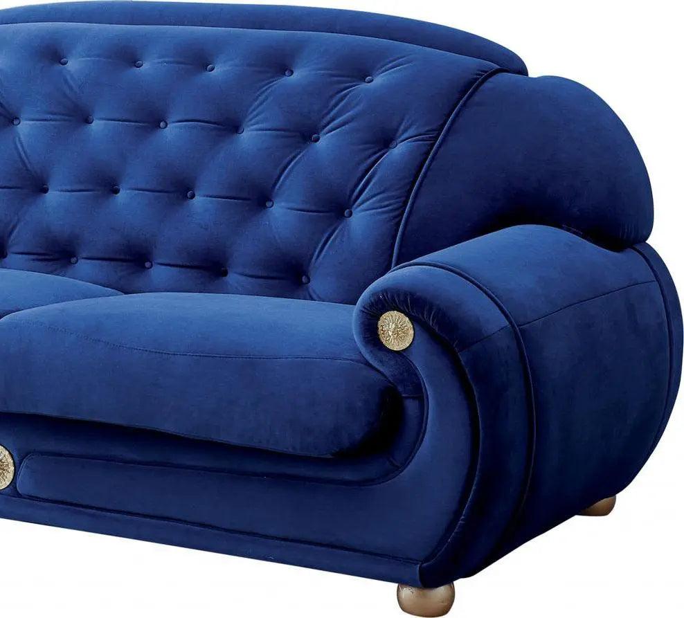 Giza Contemporary Sofa And Loveseat In Luxury Dark Blue Velour Color By Esf Furniture - ESF Furniture