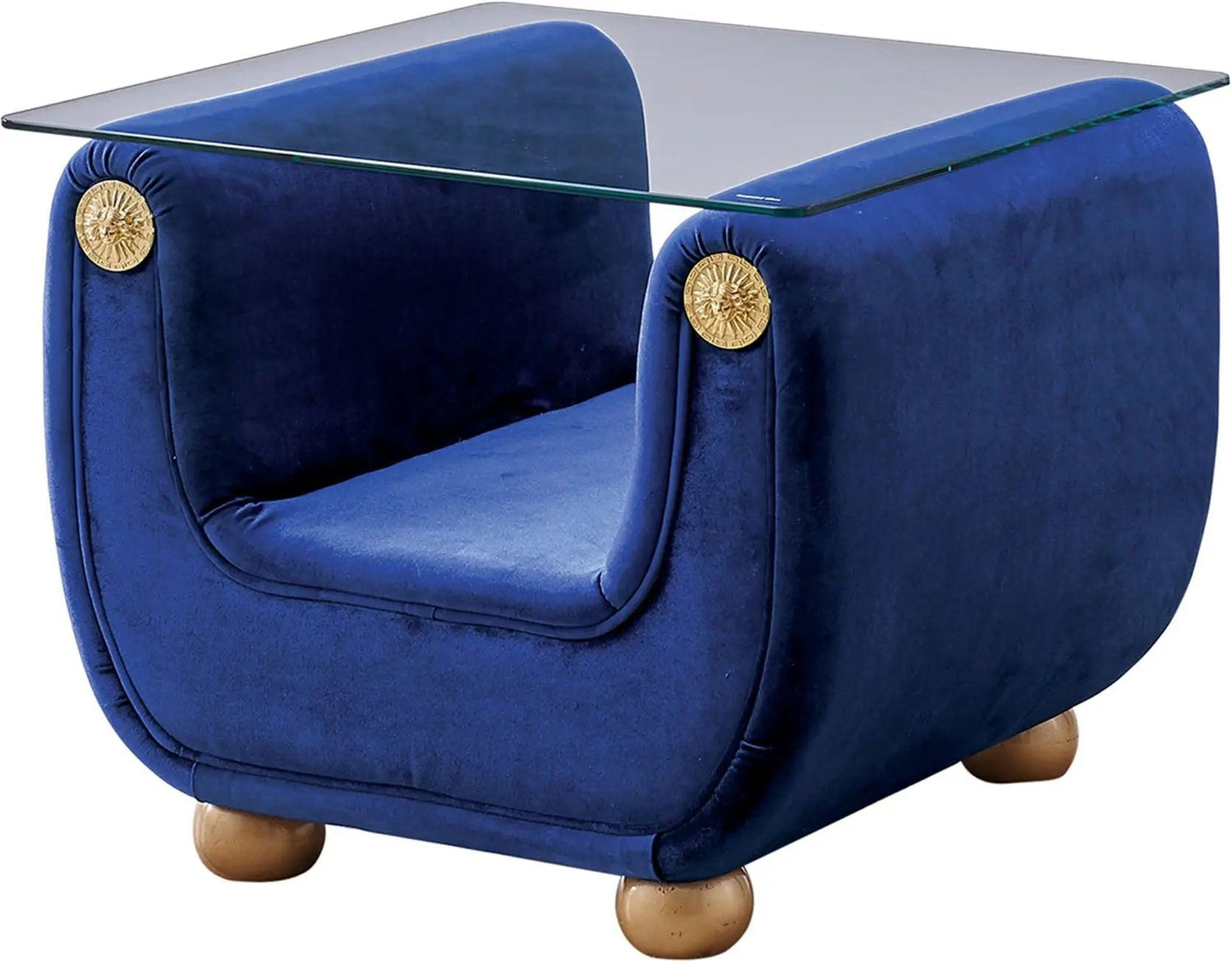 Giza Contemporary Sofa And Loveseat In Luxury Dark Blue Velour Color By Esf Furniture - ESF Furniture