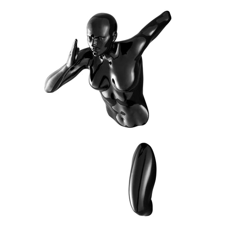 Glossy Black Wall Sculpture Runner 13" Woman - Home Elegance USA