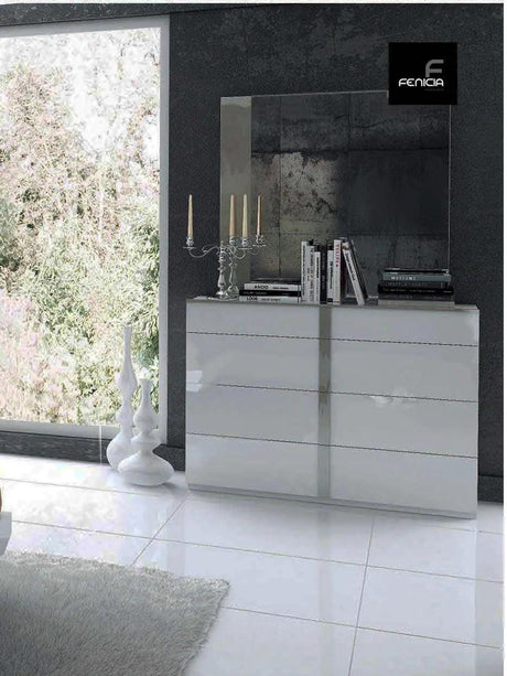 Granada Contemporary Bedroom Set In Glossy White Finish | ESF