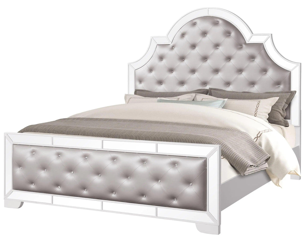 Grand Gloria 6Pc Contemporary Bedroom Set in White Finish by Cosmos Furniture Cosmos Furniture
