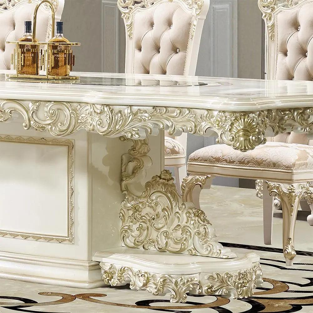 HD-959 Traditional Dining Room Set in Gold & Antique White Solid Wood by Homey Design Homey Design Furniture