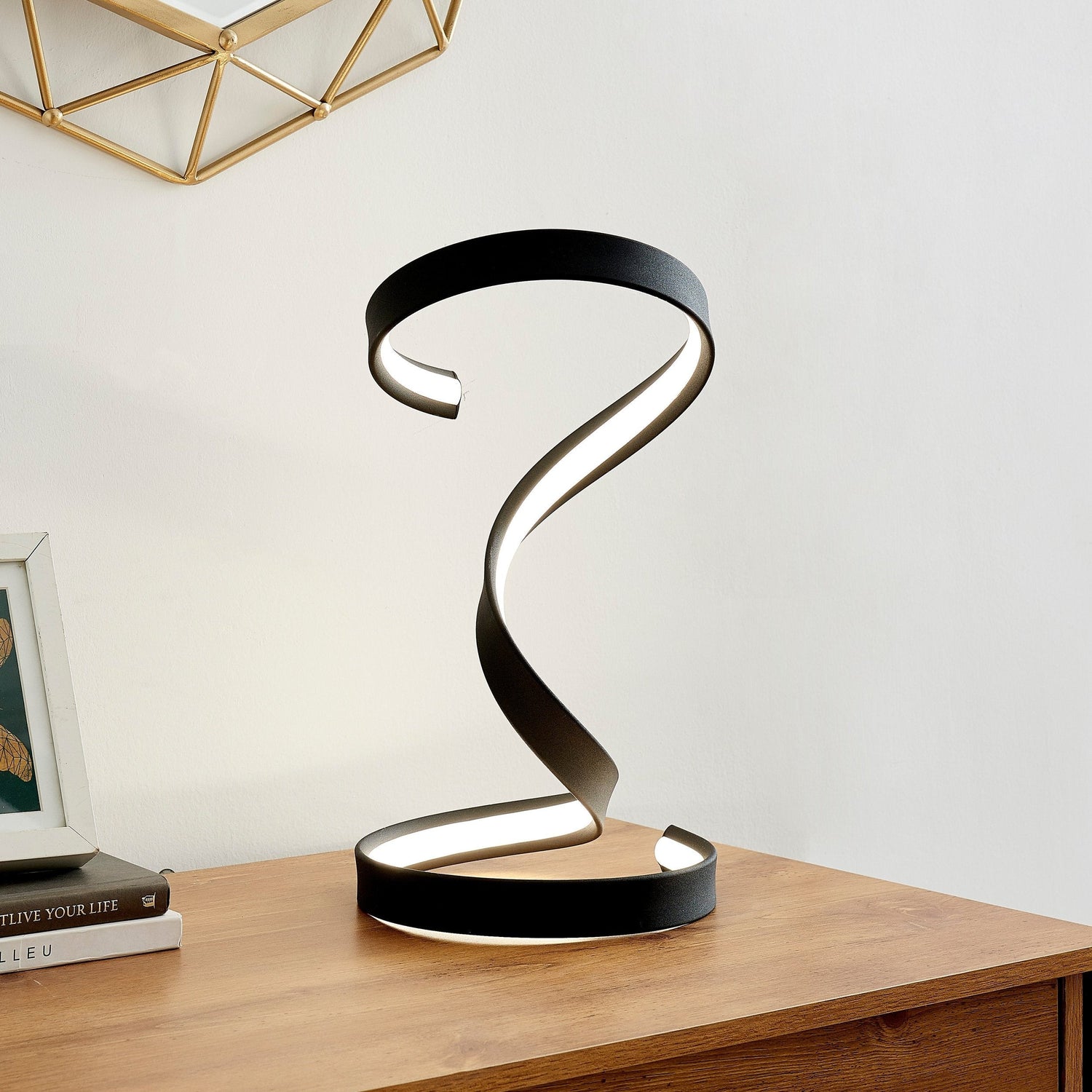 Hamburg Black Table Lamp // LED Strip & Dimmable Switch - Home Elegance USA