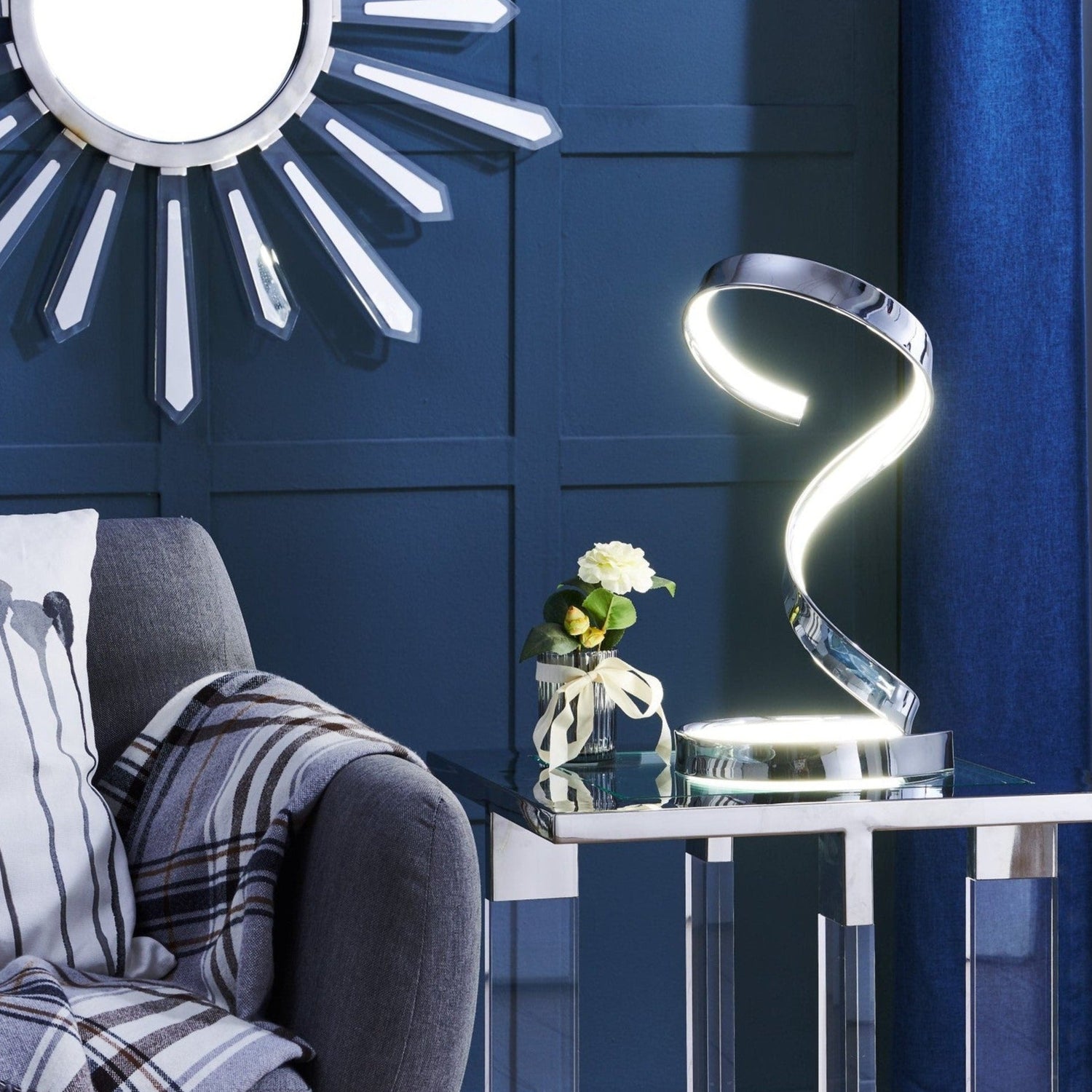 Hamburg Chrome Table Lamp // LED Strip & Dimmable Switch - Home Elegance USA