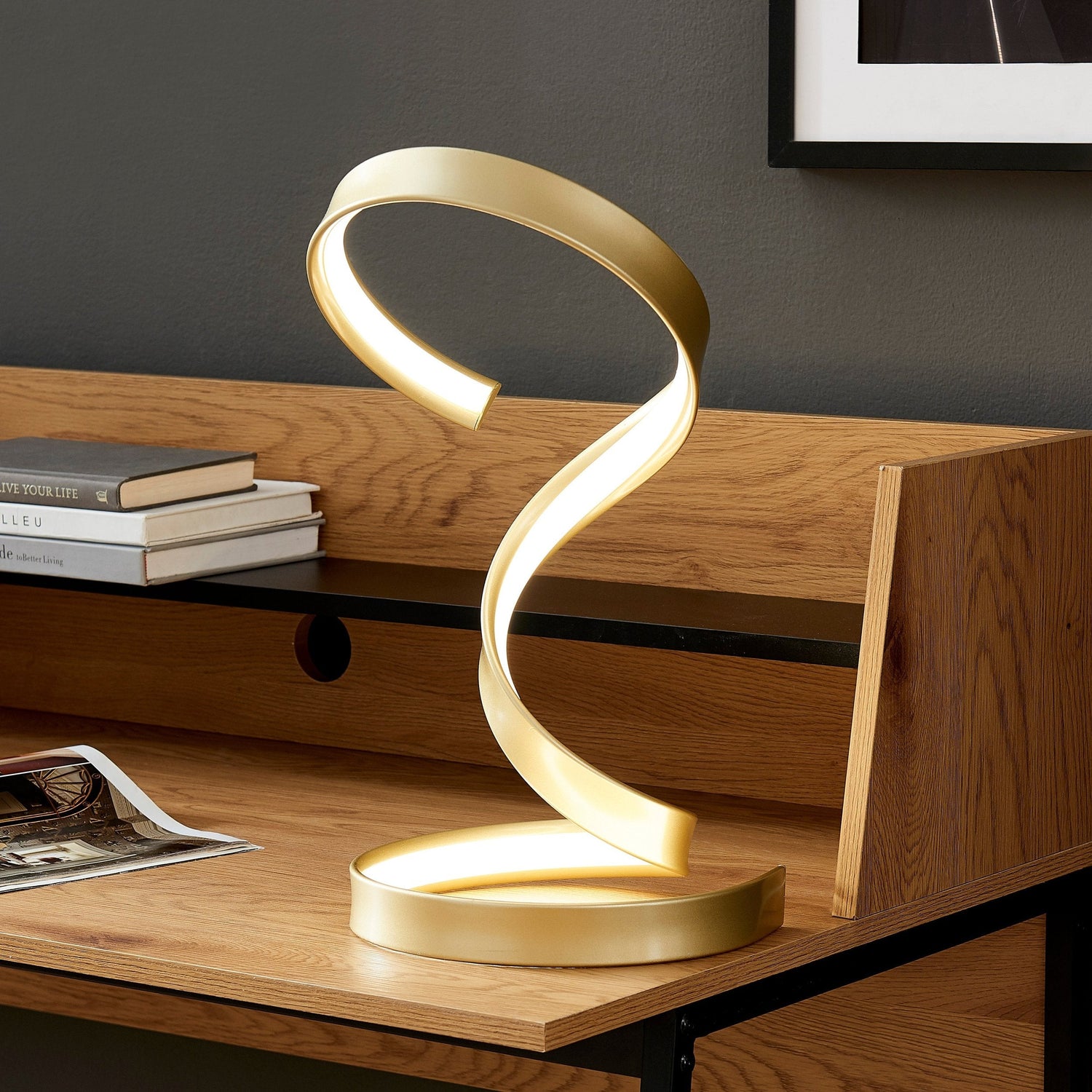 Hamburg Gold Table Lamp // LED Strip & Dimmable Switch - Home Elegance USA
