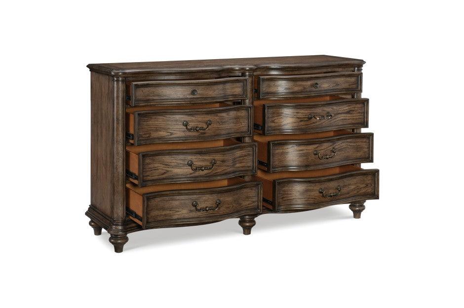 Homelegance - Heath Court Dresser And Mirror In Brown Oak - 1682-Dm