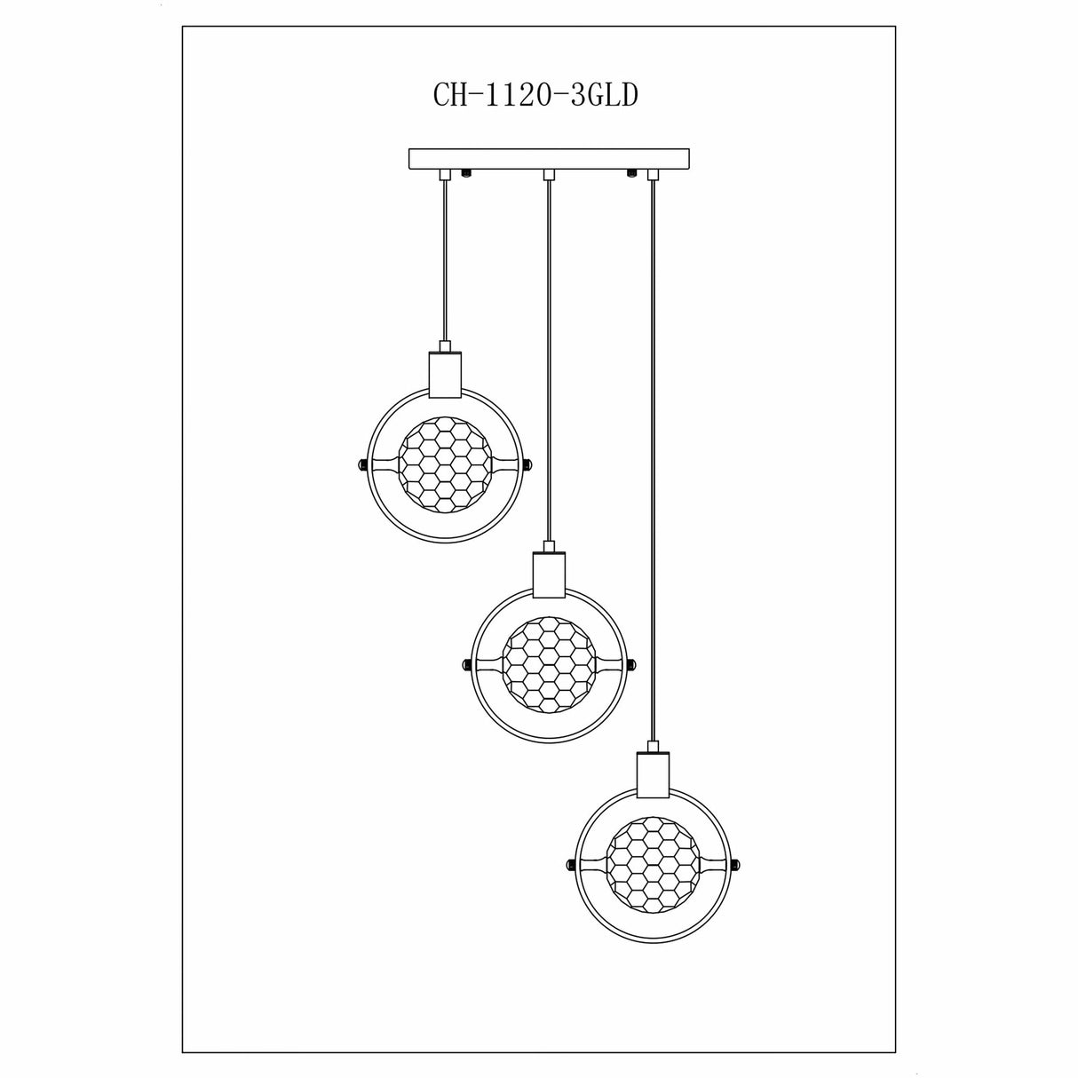 Hollywood Circle 3 Light Pendant // Gold - Home Elegance USA