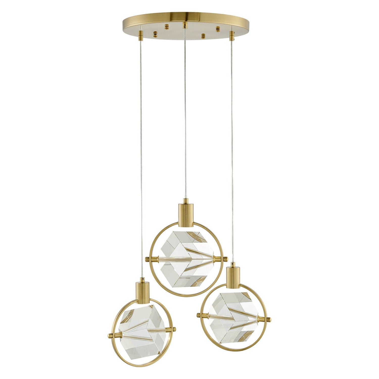 Hollywood Cube 3 Light Pendant // Gold - Home Elegance USA