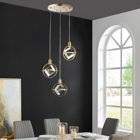 Hollywood Cube 3 Light Pendant // Gold | Finesse