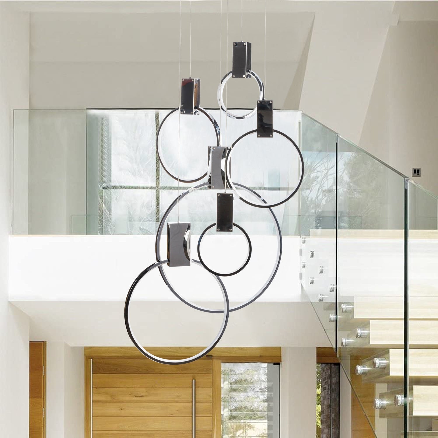Hong Kong LED Circular Chandelier // Chrome - Home Elegance USA
