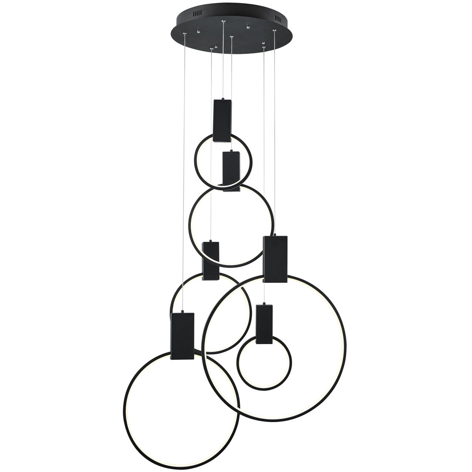 Hong Kong LED Circular Chandelier// Matte Black - Home Elegance USA