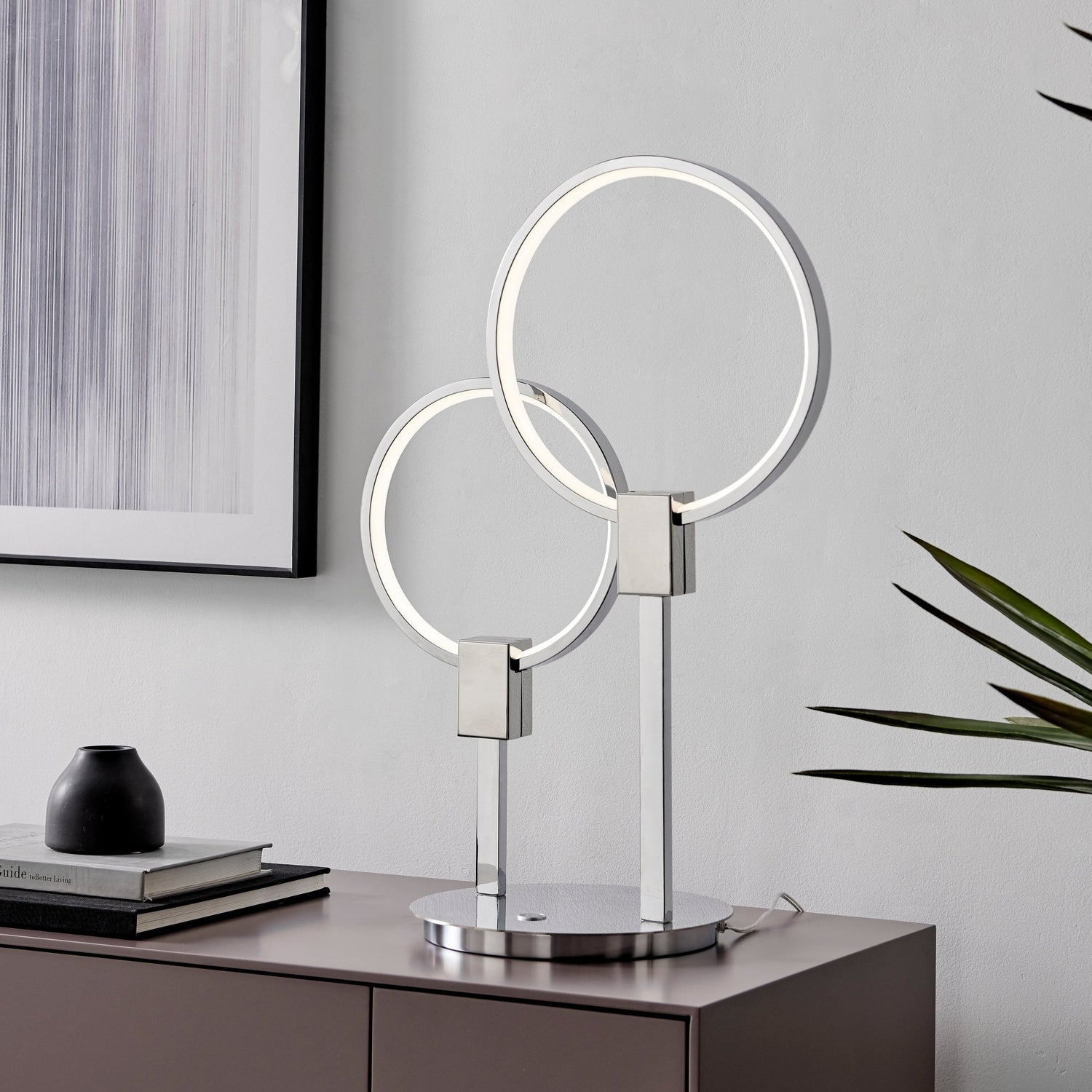 Hong Kong LED Tall Table Lamp //  Chrome - Home Elegance USA