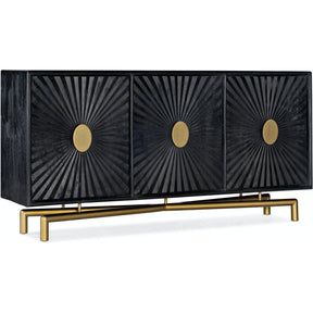 Melange 69-inch Entertainment Console Black Mango Wood & Gold Hardware – Hooker Furniture