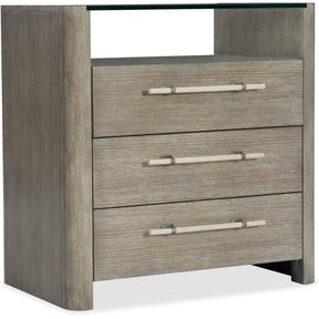 Affinity Three-Drawer Nightstand Greige Oak – Hooker Furniture